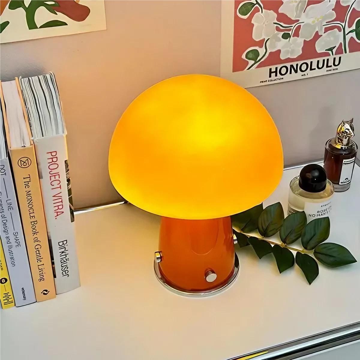 Deense Bauhaus glazen paddestoel tafellamp HL187