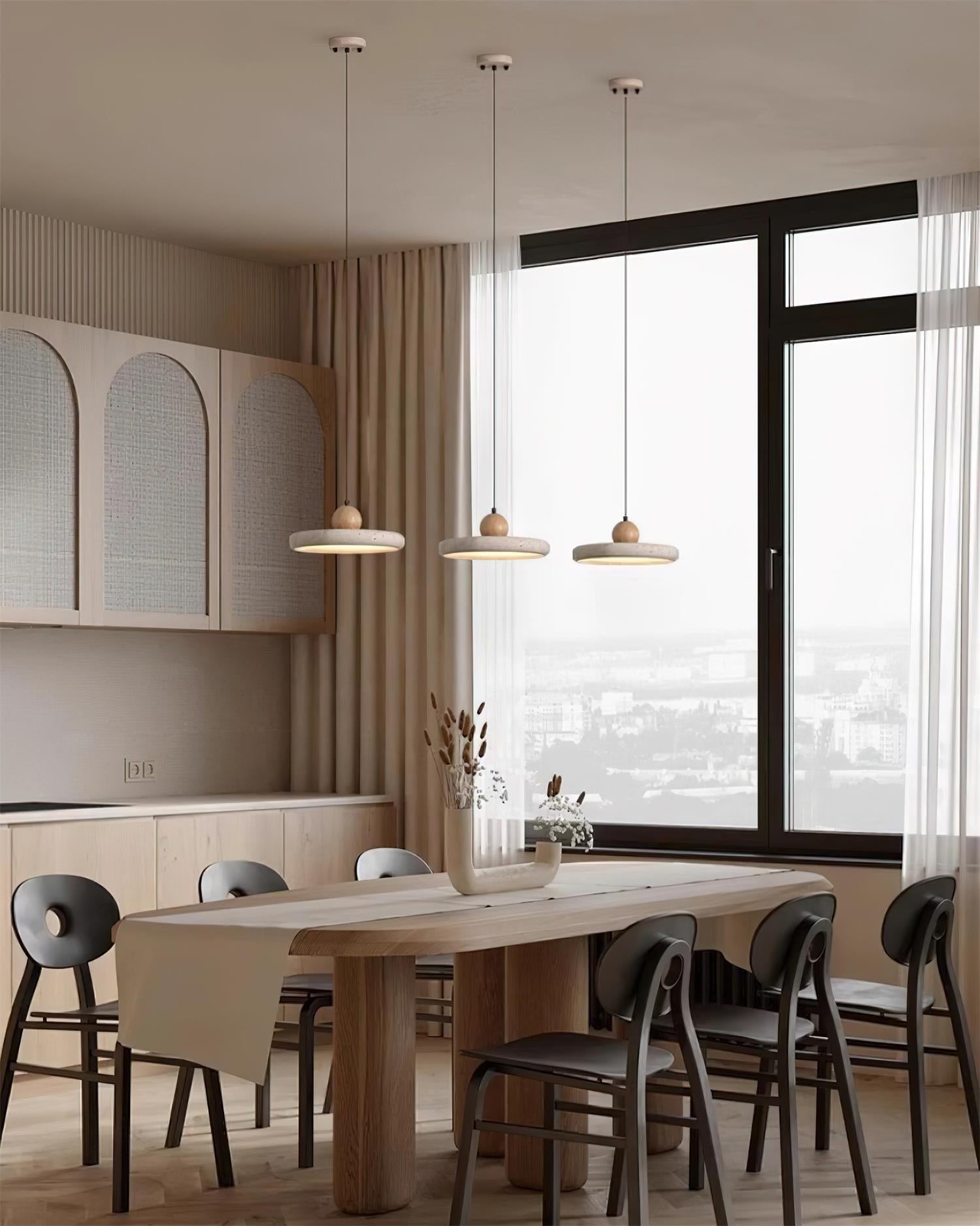 Moderne minimalistische houten travertijn schijf hanglamp HL586