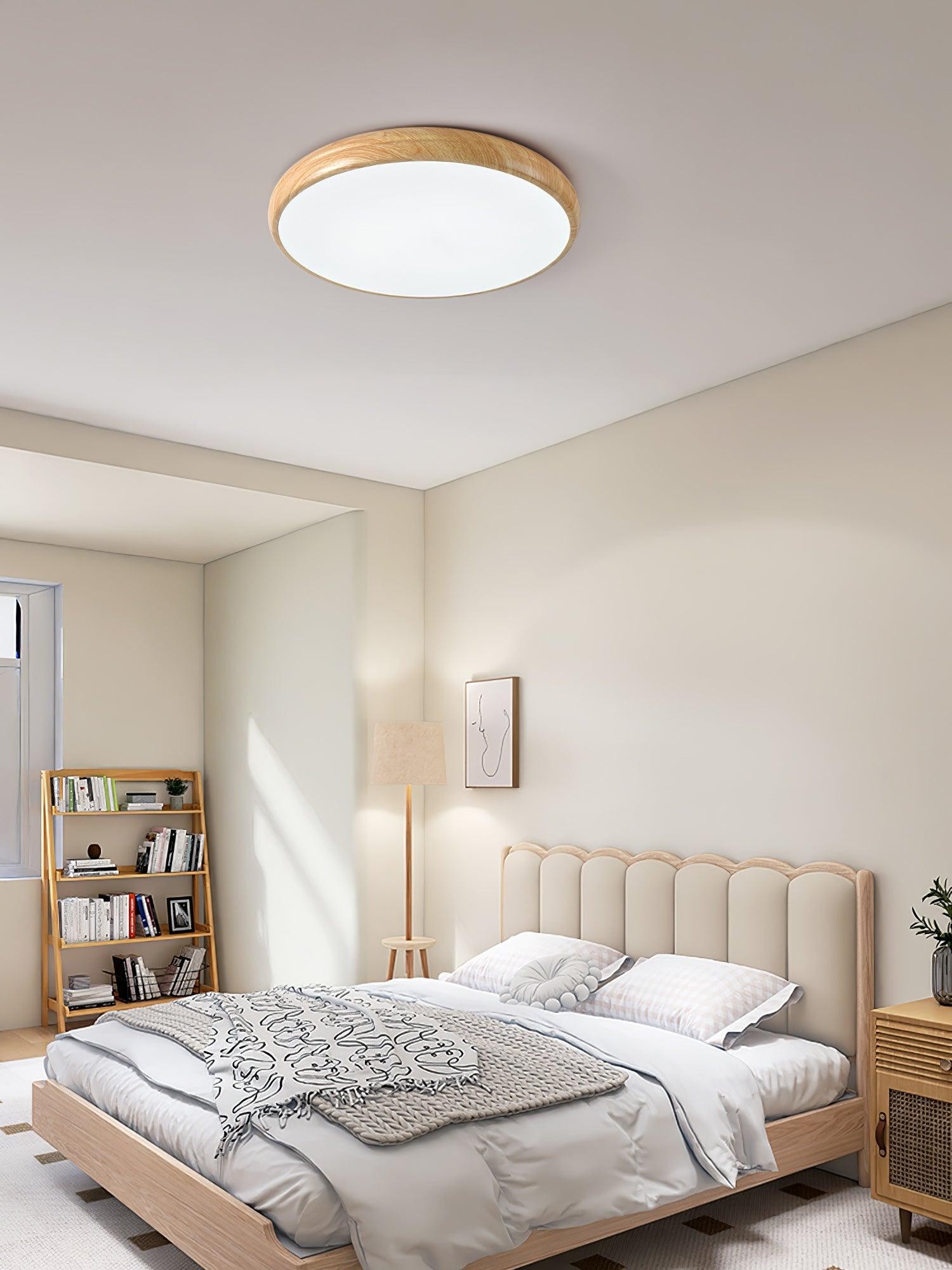 Ronde plafondlamp met houtnerf HL825