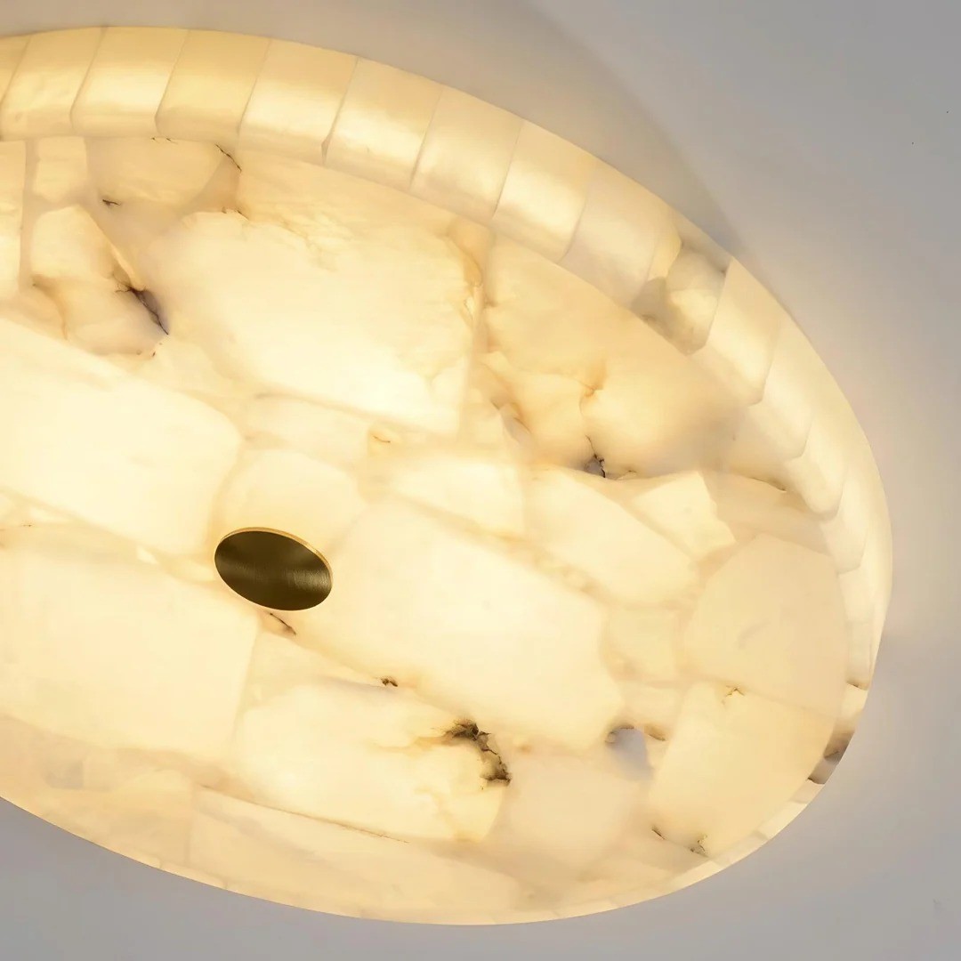 AlbaSphere Moderne Ronde Ultradunne Plafondlamp - Alabaster Hedendaagse Woningverlichting HL2489