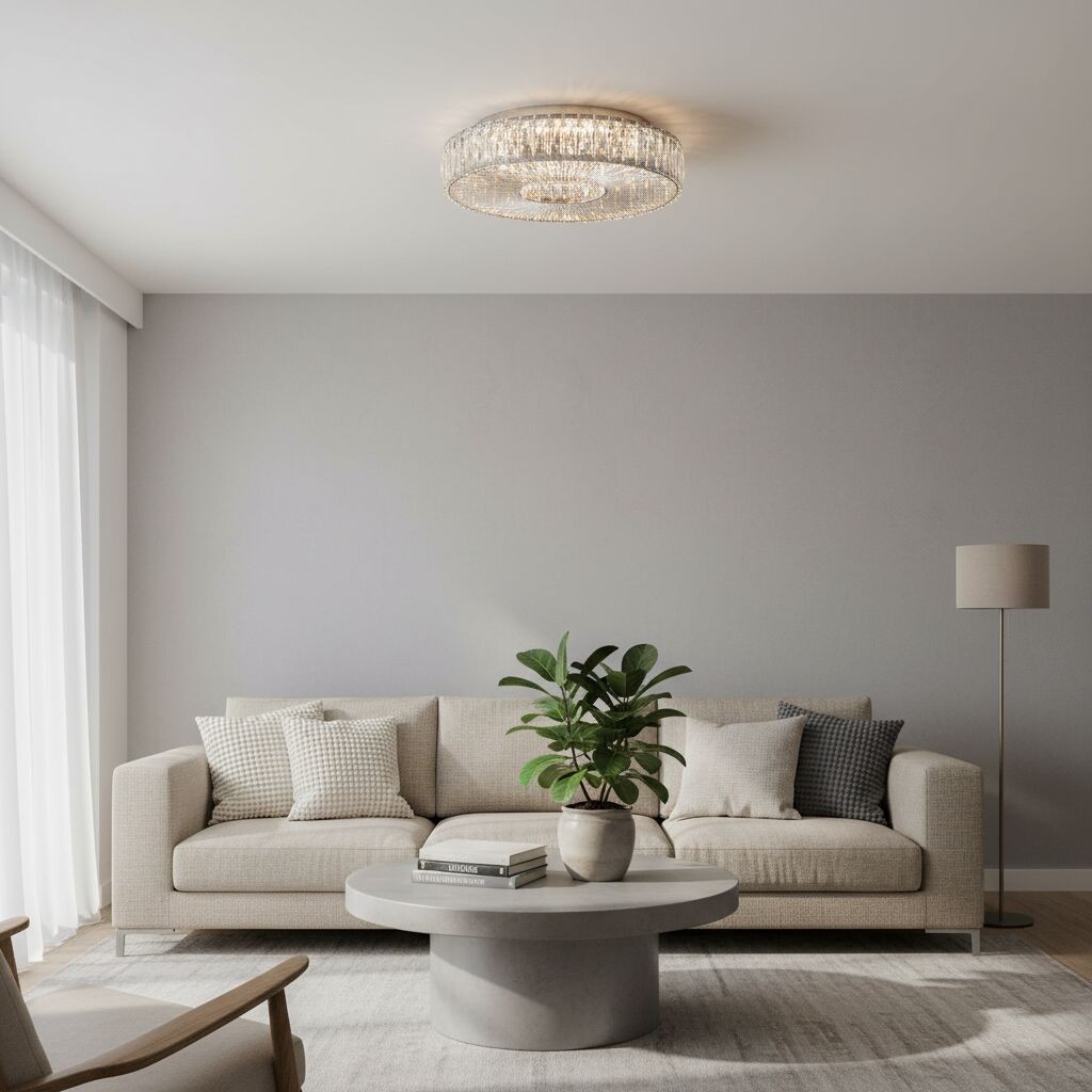 Glomar ronde plafondlamp van glas - moderne metalen en glazen afwerking voor woonruimtes HL2332