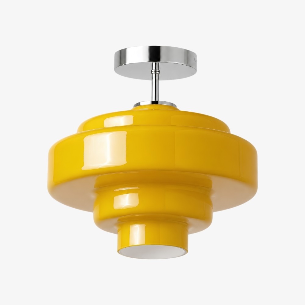 Koloro glazen plafondlamp - gelaagde, afgeronde lampenkap voor hal of garderobe HL3581
