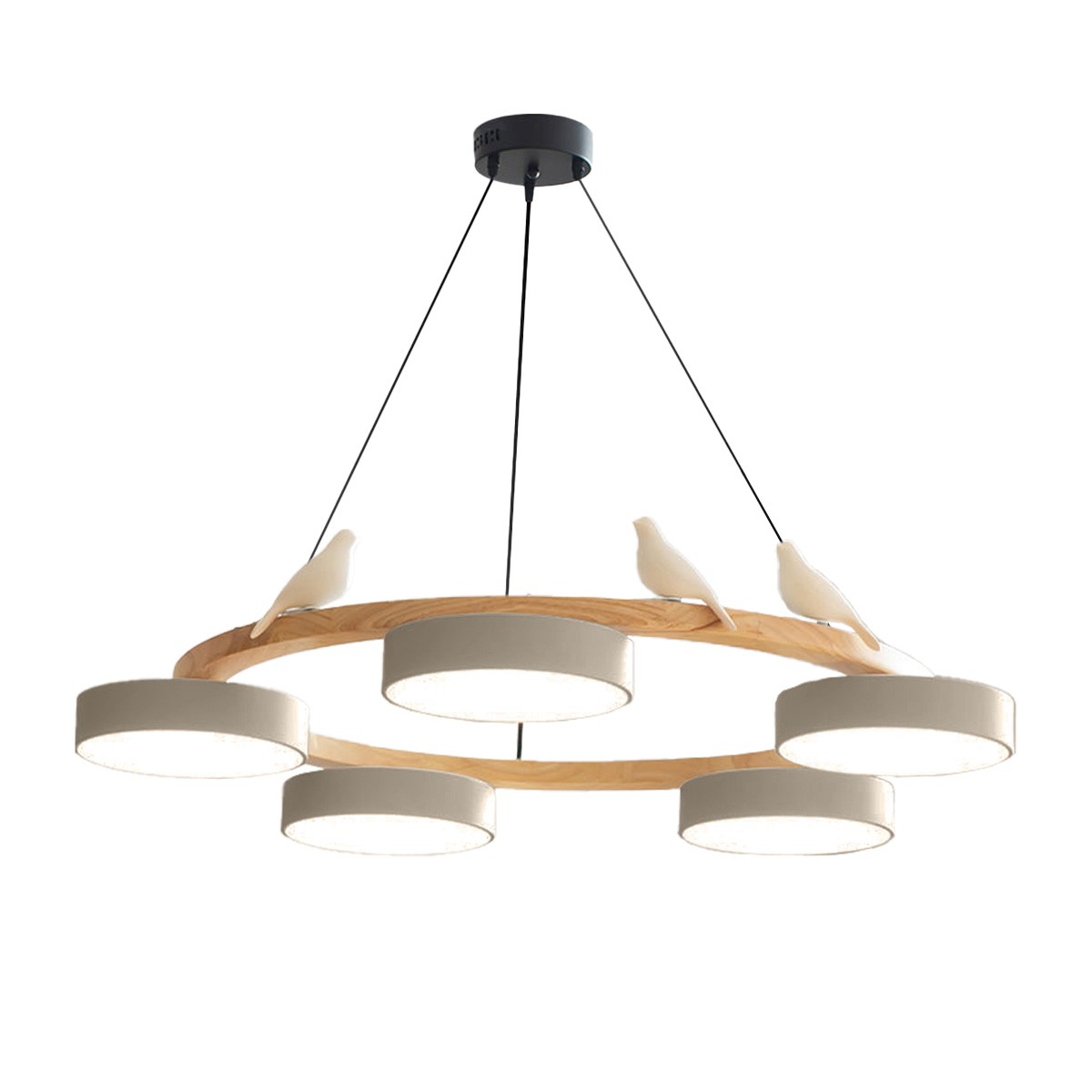 Creatieve Houten Vogel Kleurrijke Ronde Kroonluchter HL926