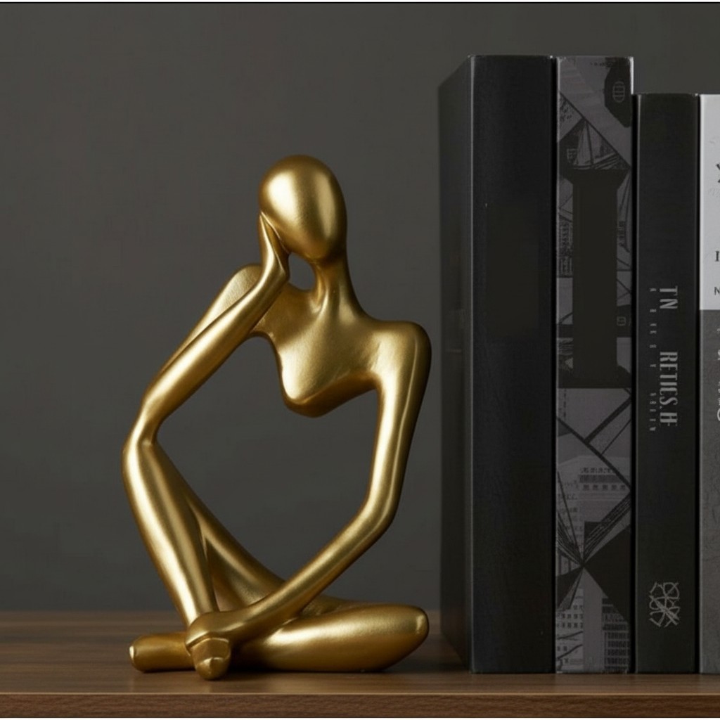 Floxo Lazy Dog en Abstracte Scandinavische Mensenfiguur Minimalistische Sculptuur voor Moderne Planken en Bureaus HL2521