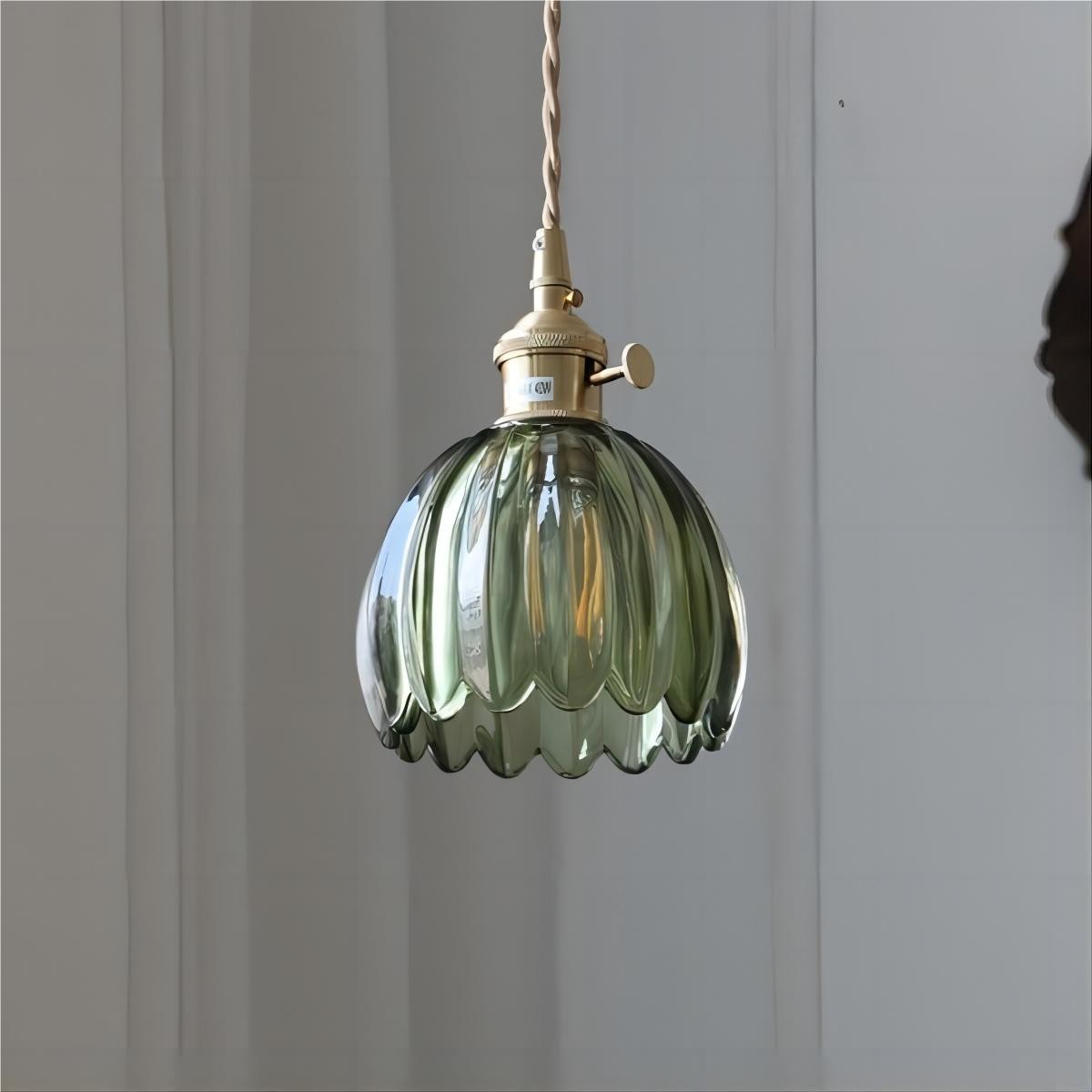 Retro koperen glazen bloemblaadjes hanglamp HL90
