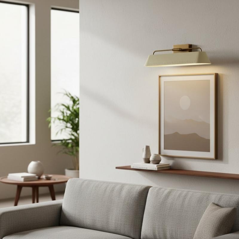 Libris wandlamp voor schilderijen - Modern stalen frame met zachte zandkleurige kap voor hal en eetkamer HL2378