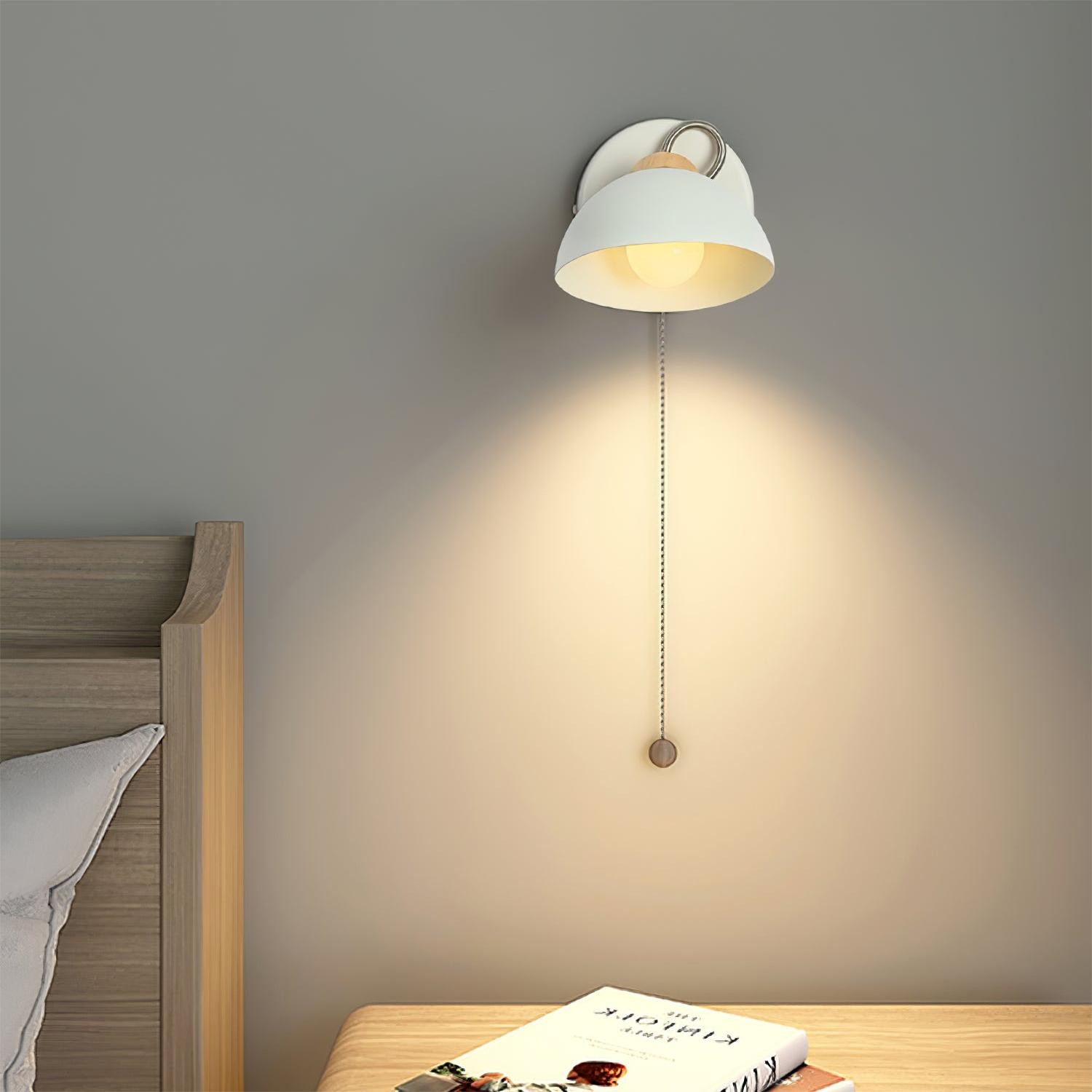 Scandinavische draaibare metalen houten wandlamp HL74