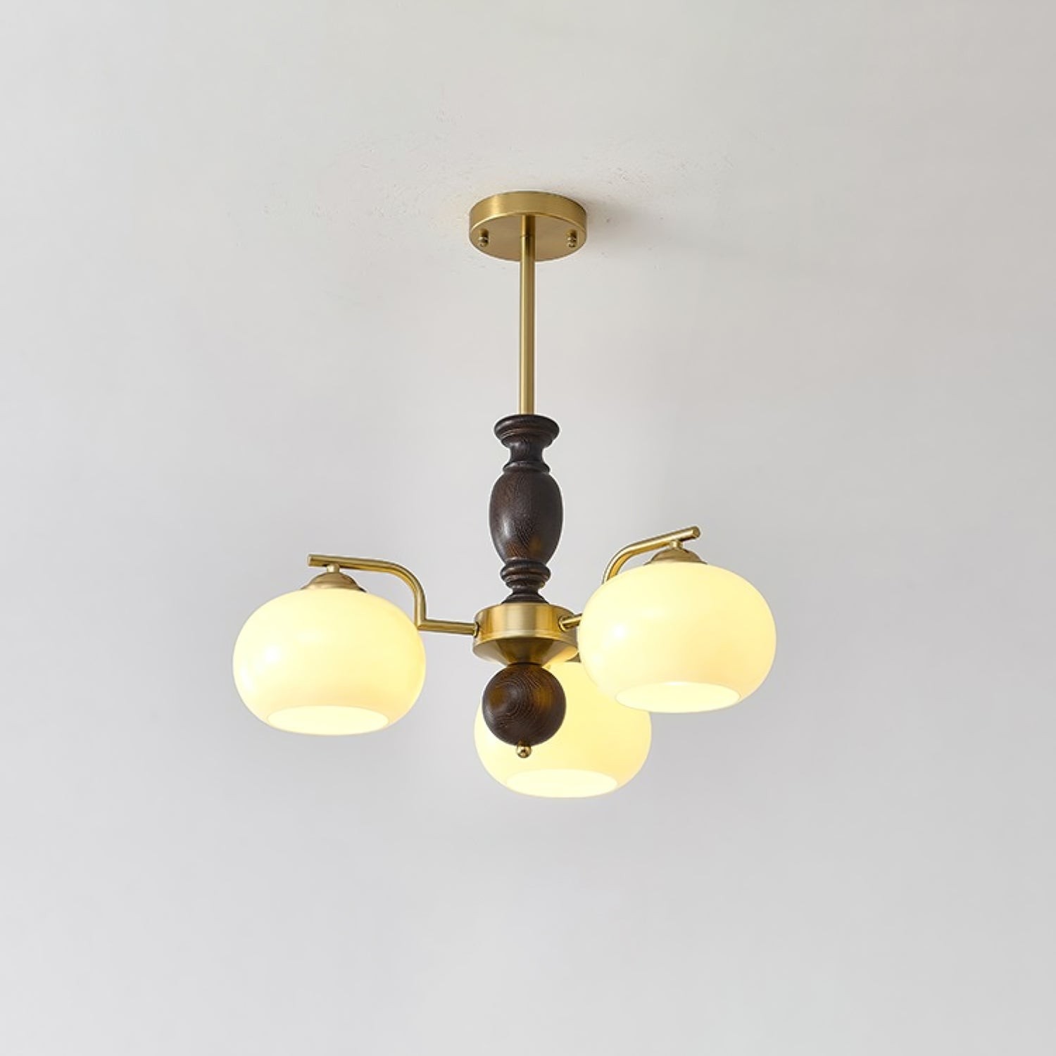 Middeleeuwse stijl Walnoot Beige Bol Kroonluchter HL835