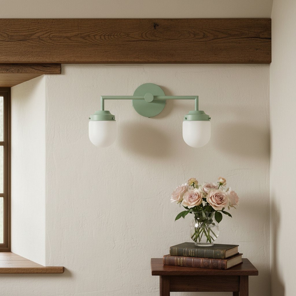 Opaalglas dubbele wastafellamp - Vintage stijl badkamer dubbele wandverlichting HL1665