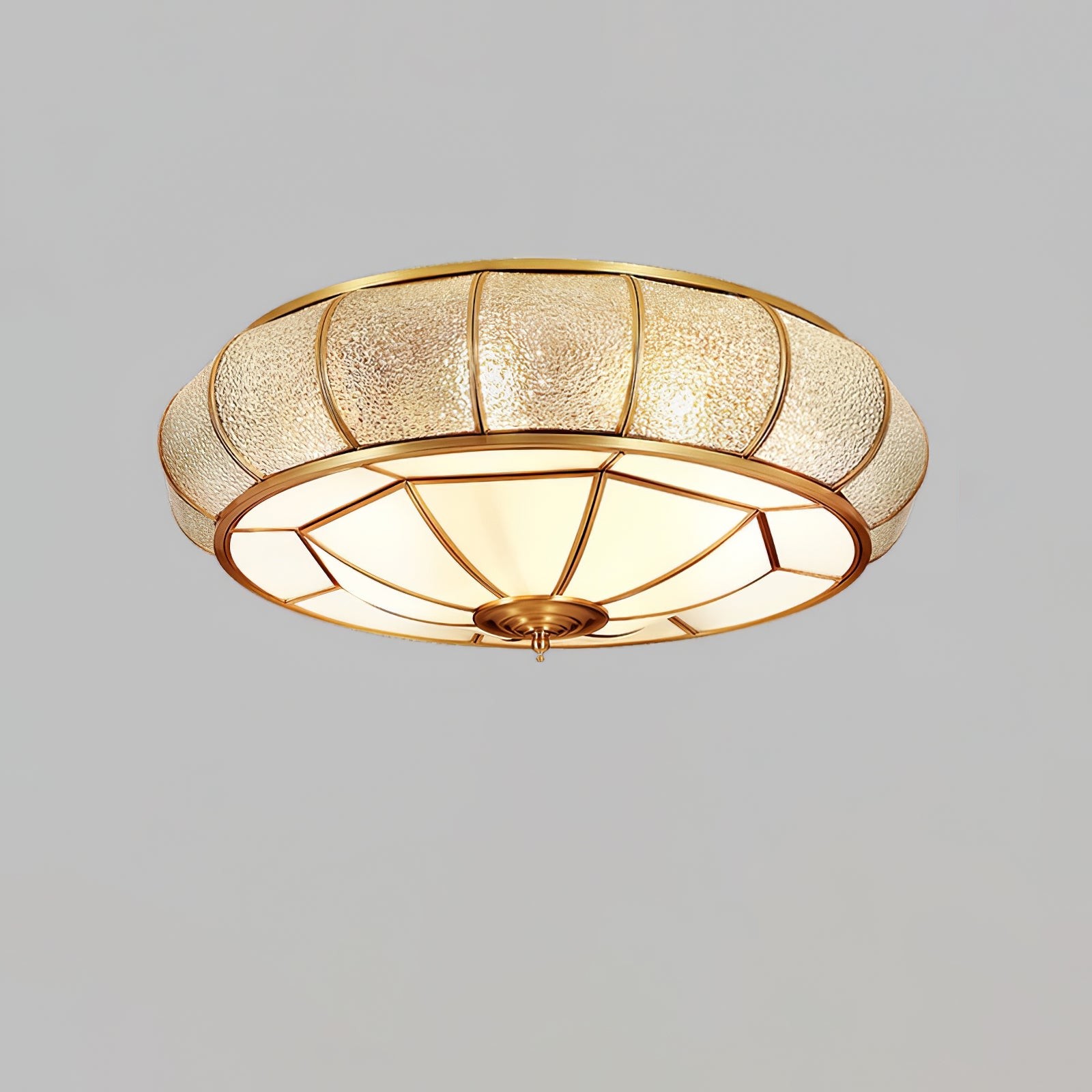 Ronde plafondlamp van getextureerd glas HL756