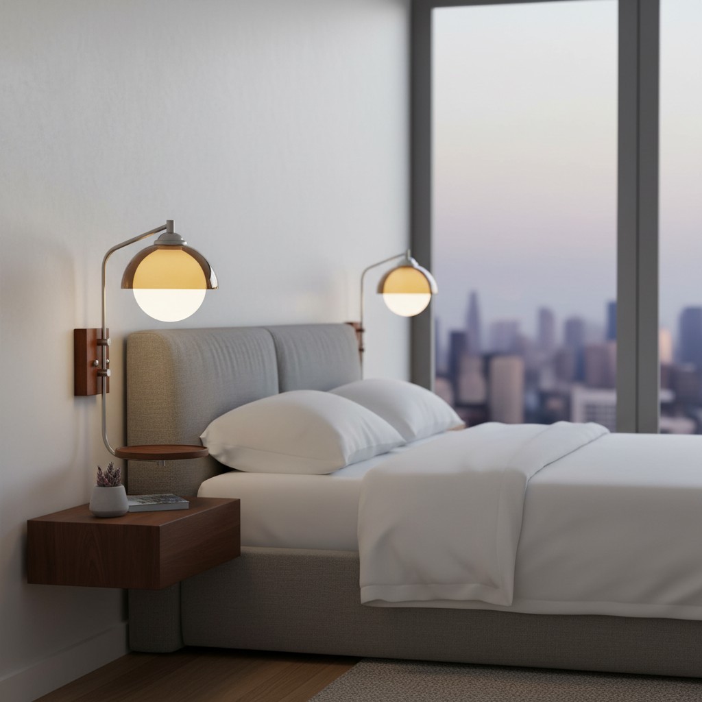 Afterglow Moderne Sunset Wandlamp - Ontwerp met dubbele glazen kap en voet met houtstructuur HL2363