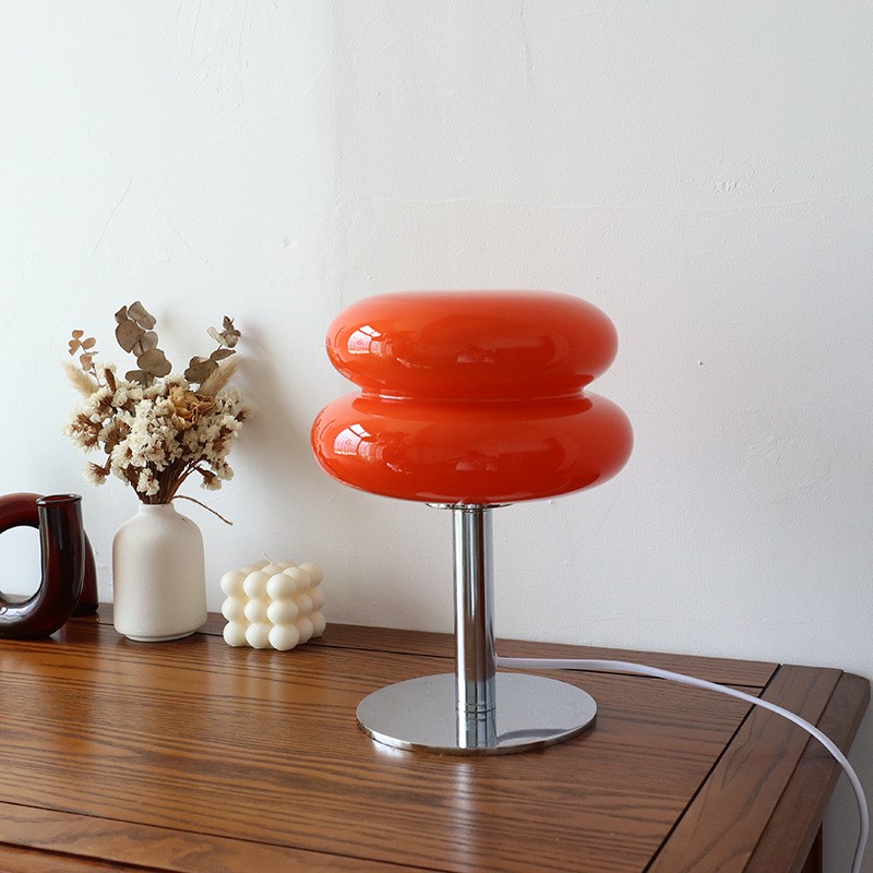 Bauhaus Dubbele Glazen Tafellamp - Sculpturale Gelaagde Nachtlamp voor Slaapkamer en Bureau HL22