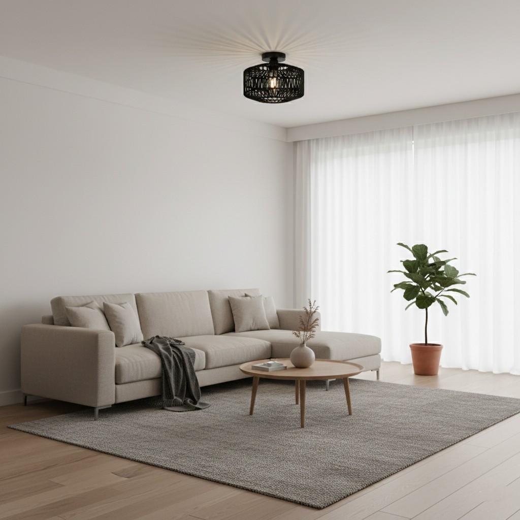 Geweven lantaarn Boho Radiance rotan plafondlamp HL3399