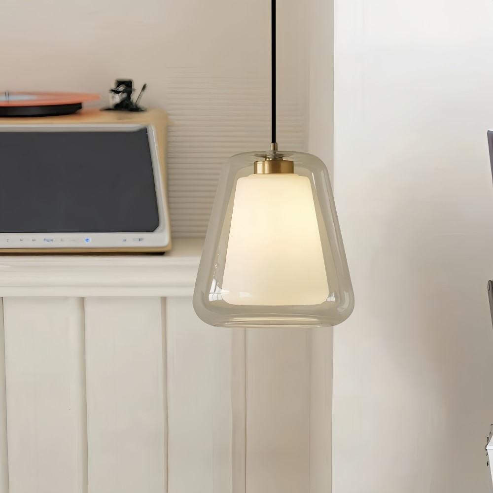 Hanglamp met dubbel glas - modern flesontwerp voor de keuken HL1317