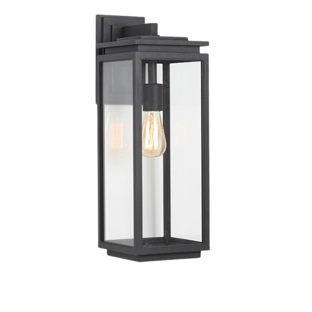 Waterdichte Zwarte Rechthoekige Glazen Buiten Wandlamp HL1005