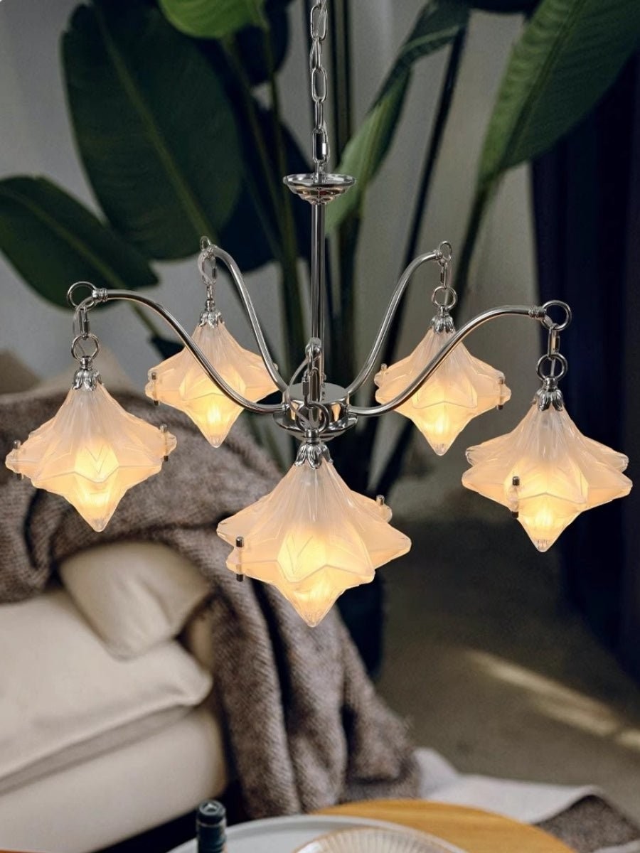 Art Deco Astris Star Kroonluchter - Decoratief armatuur van gematteerd glas voor eetkamer HL1791