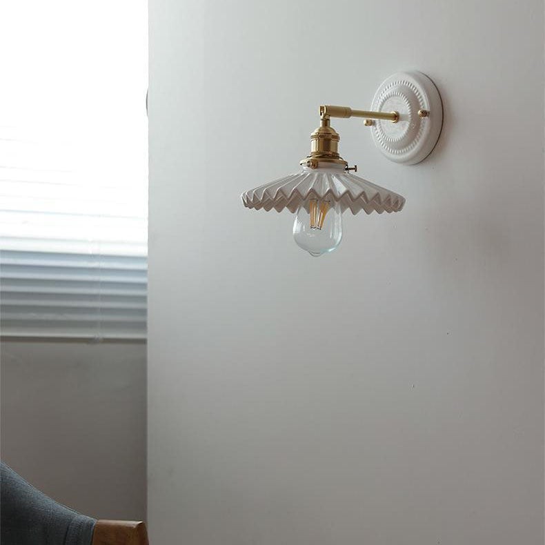 Vintage Japanse keramische messing wandlamp met 1 lamp HL1400