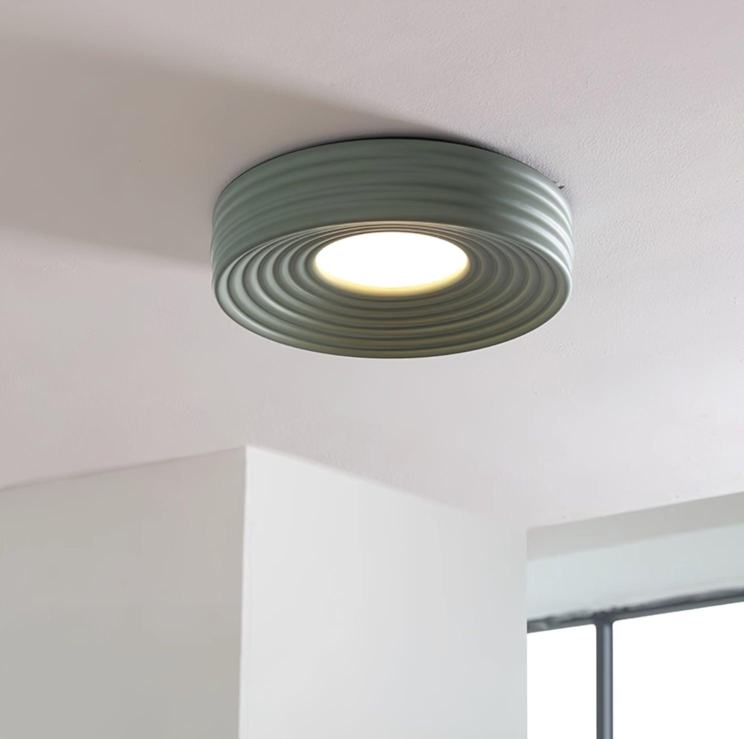 Crèmekleurige geribbelde plafondlamp met drie kleurenverandering HL475