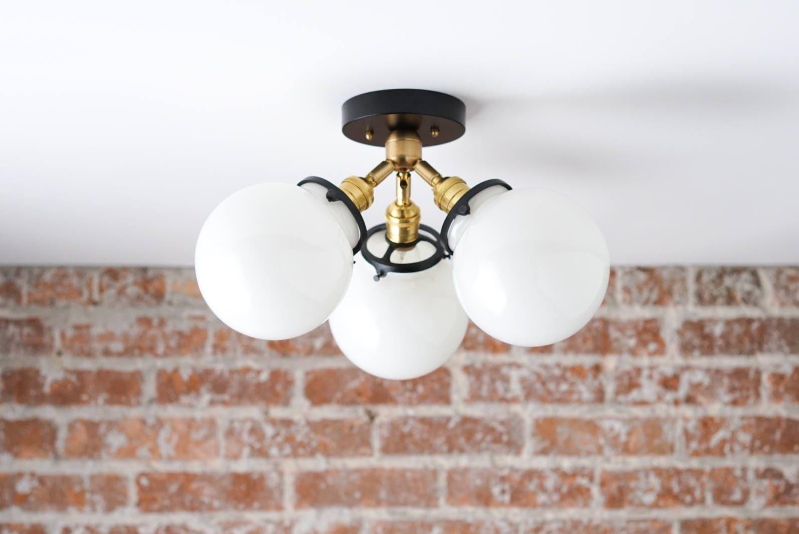 Glorica glazen bollamp - Mid-Century semi-flush plafondlamp HL1735