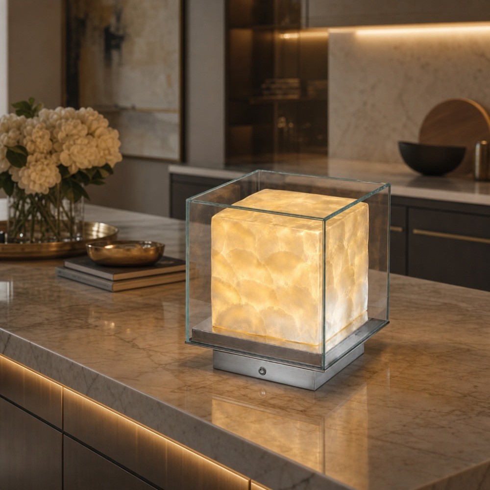 Beamira Mica en Shell Tafellamp - Moderne vierkante kap accentlamp voor de slaapkamer HL3526