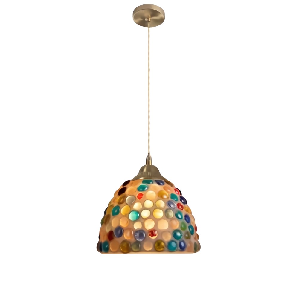 Retro kleurrijke natuurlijke schelp handgemaakte messing hanglamp HL1279