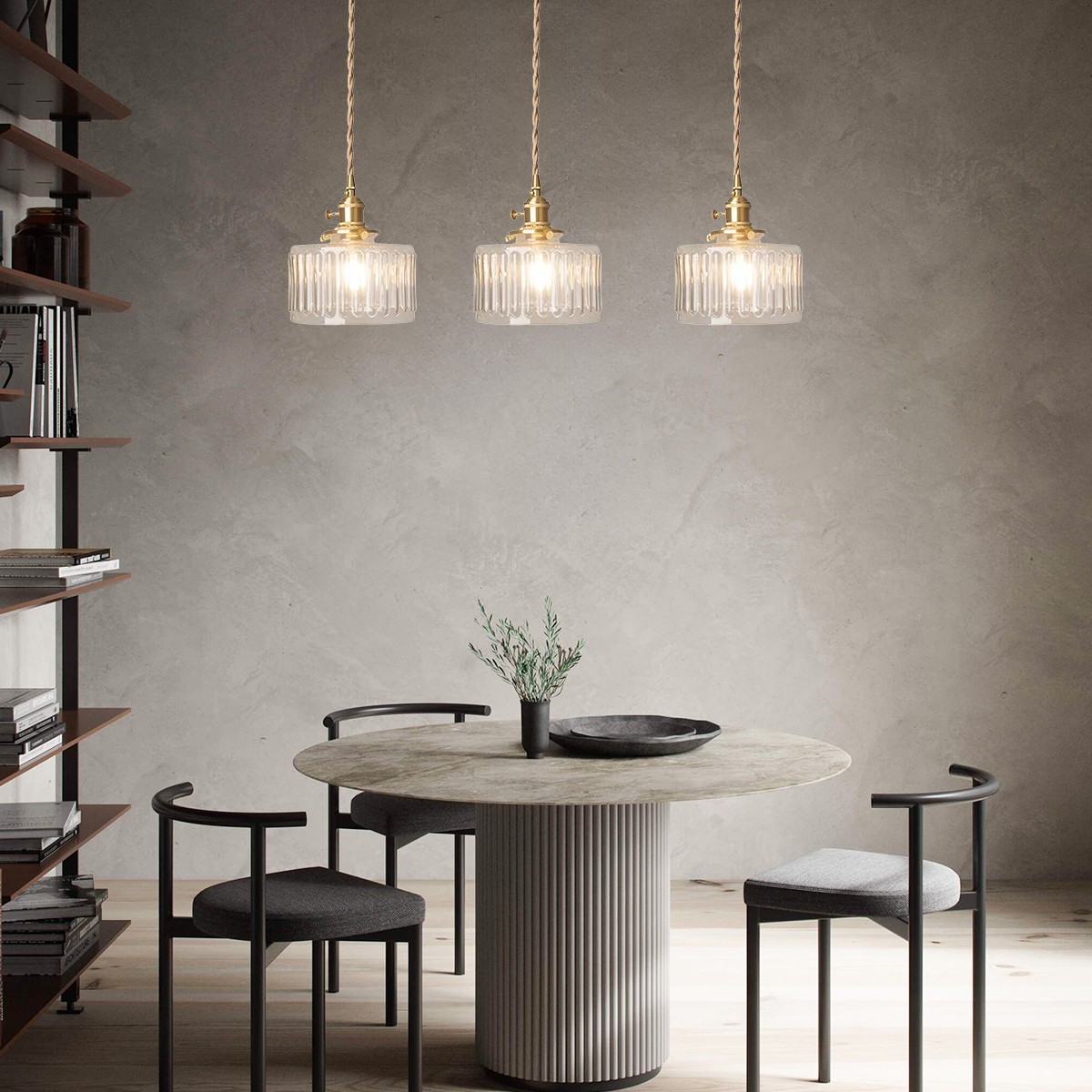 Retro Korte Cilinder Golvende Glazen Hanglamp HL315