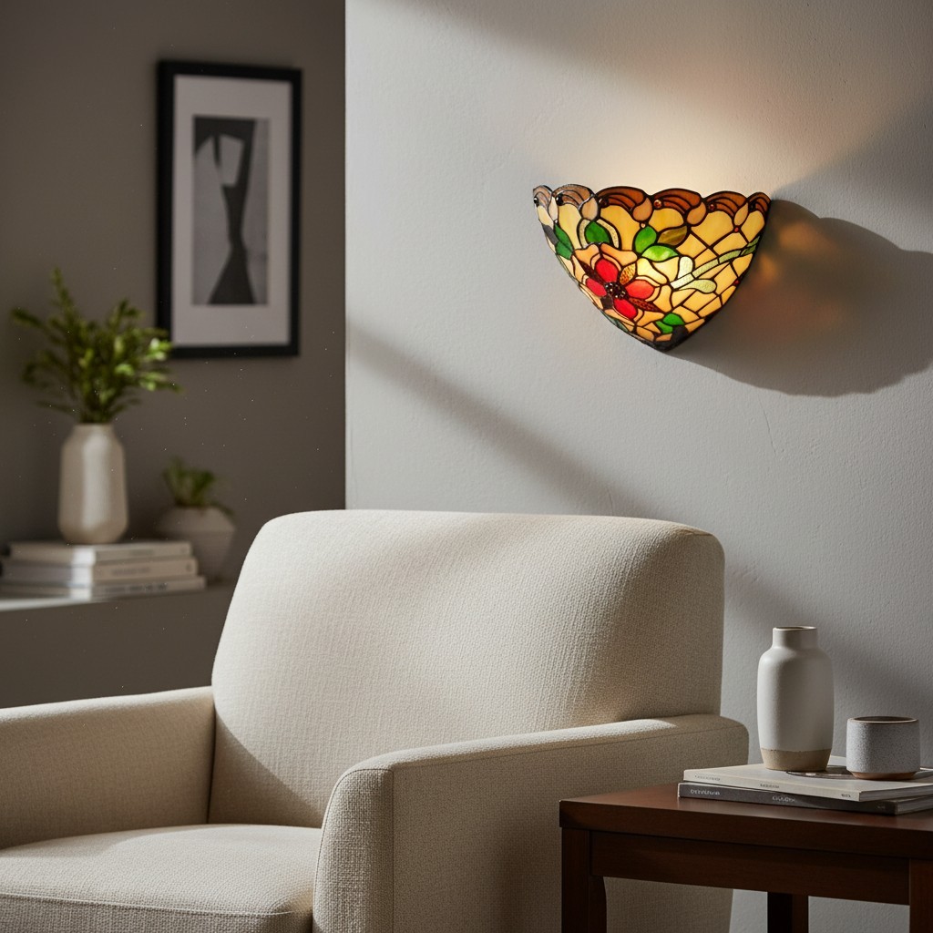 TF Angelique Vintage Glazen Wandlamp met Bloemenmotief - Elegant Glasdesign voor Slaapkamers & Gang HL2090