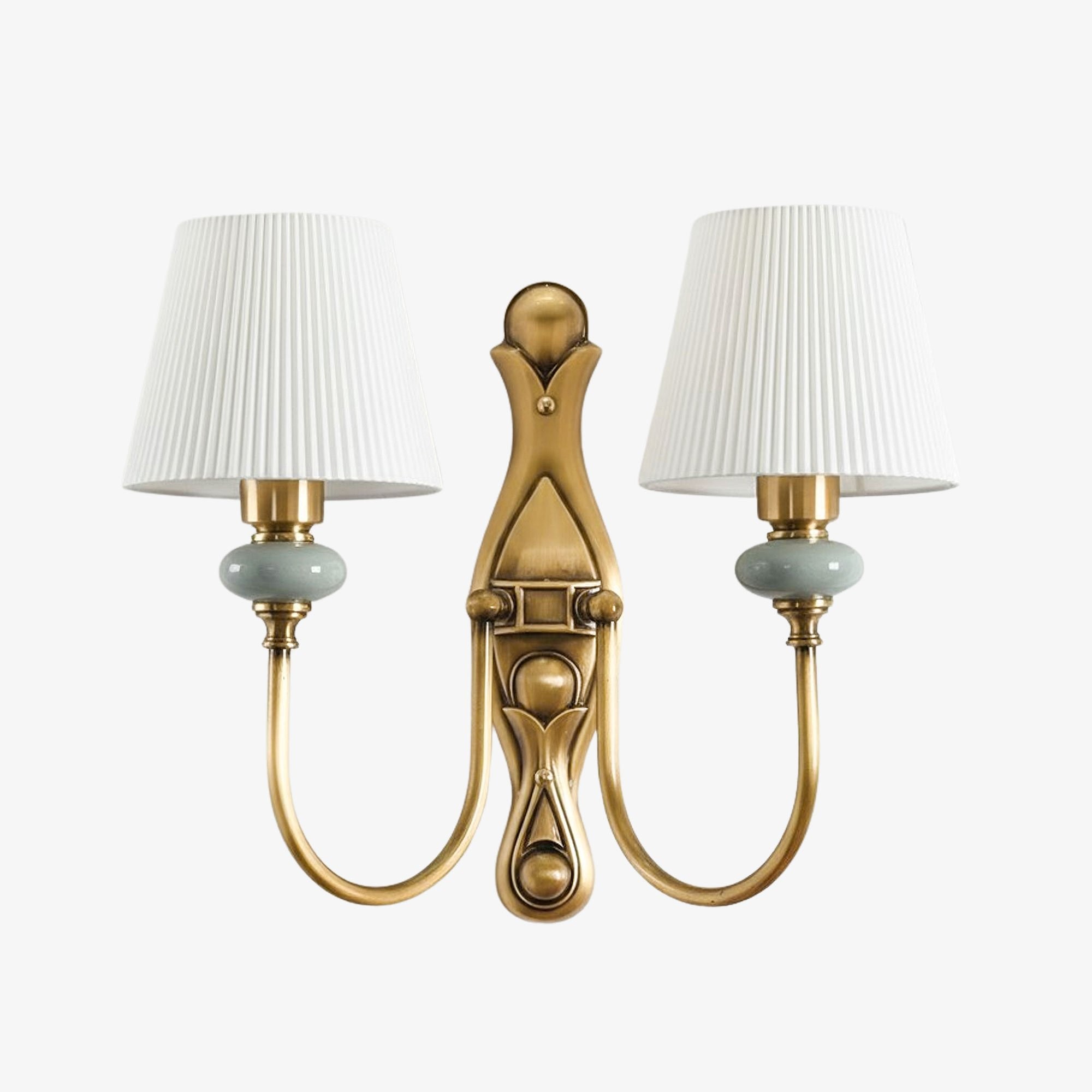 Rowanea keramische wandlamp met stoffen kap en metalen afwerking - Moderne halverlichting in landelijke stijl HL2409