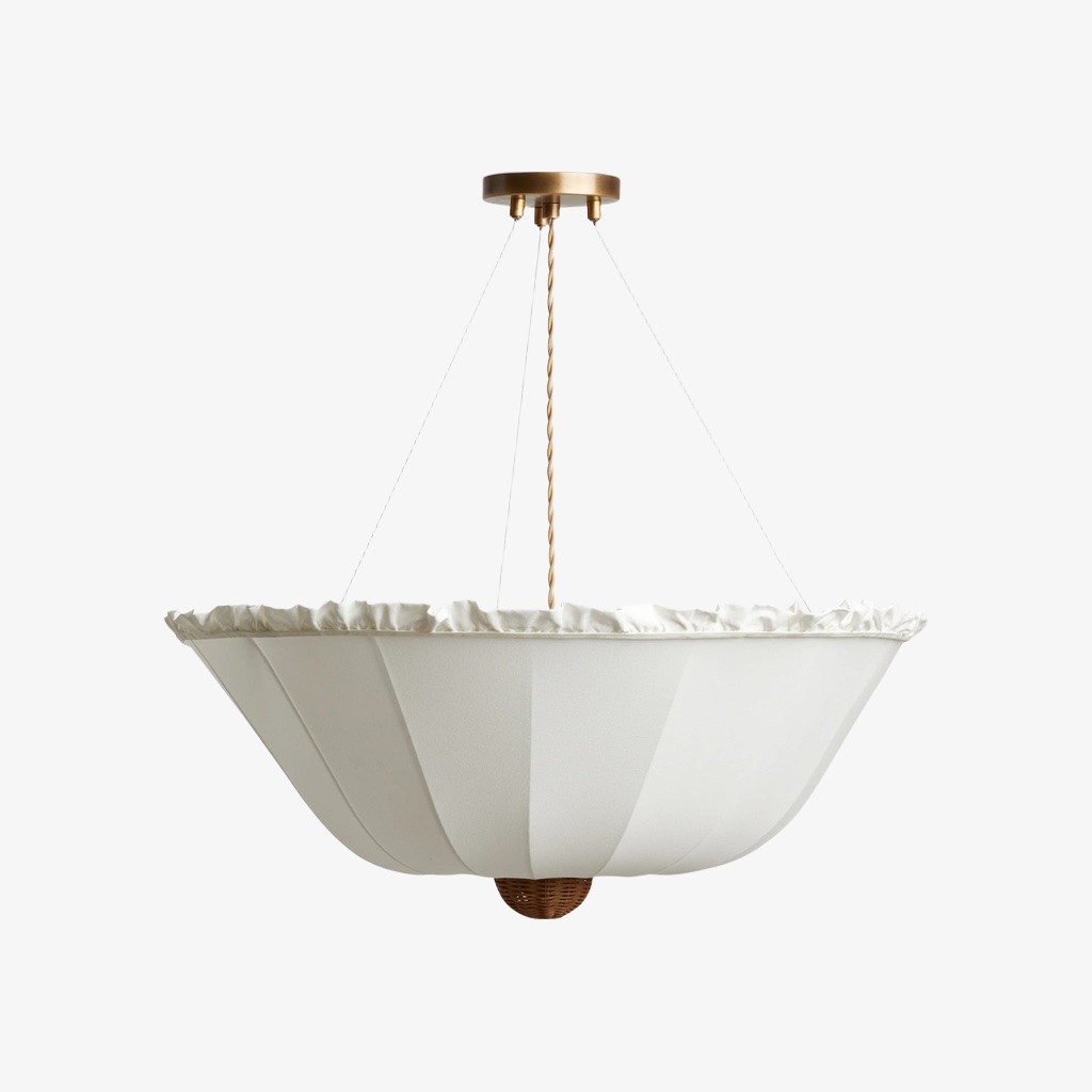 Wickara Plafondlamp met parasolvormige kap van riet – Plafondarmatuur van gemengde materialen voor woonkamer of hal HL2278
