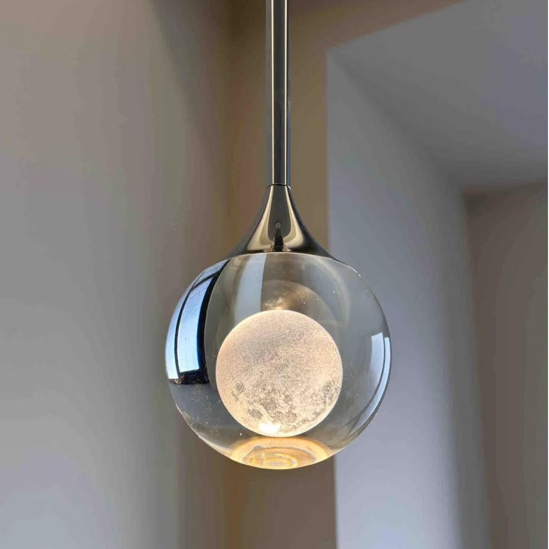 Nordic Crystal Moon Ronde Heldere Glazen Kunst Hanglamp HL923