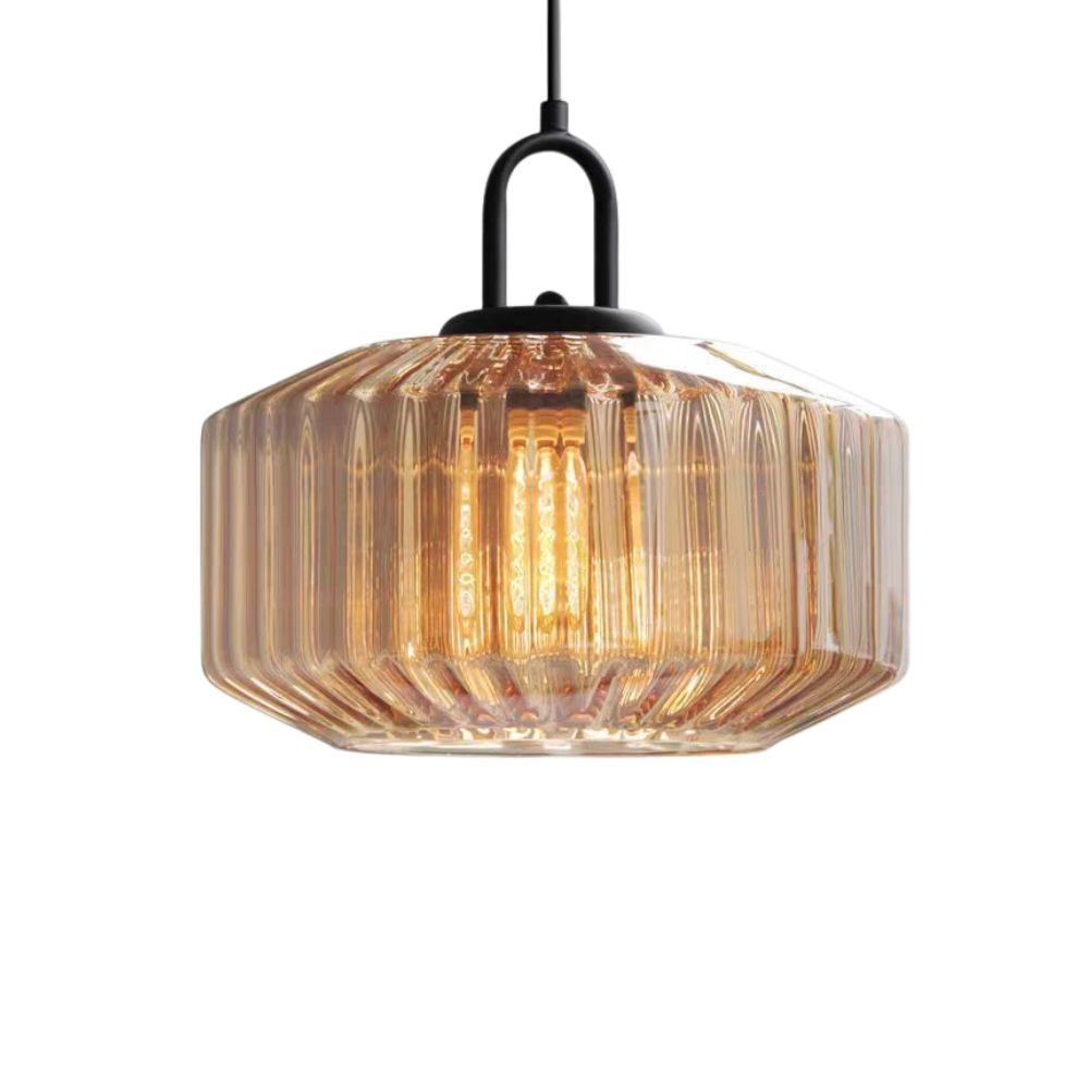 Hanglamp Met Geribbelde Glazen Pot - Modern Keukeneilandgebruik HL1043