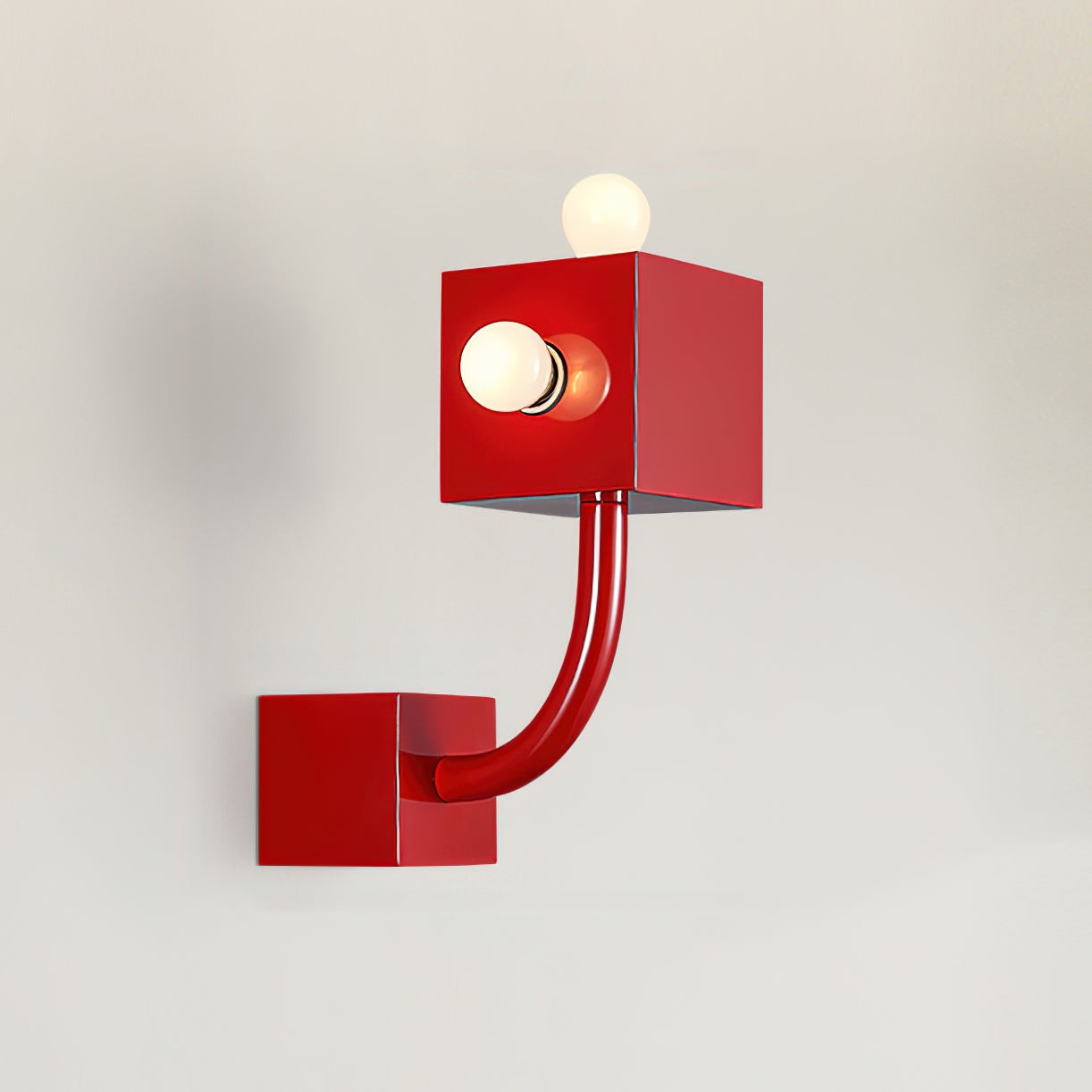 Rode kubus metalen wandlamp HL792