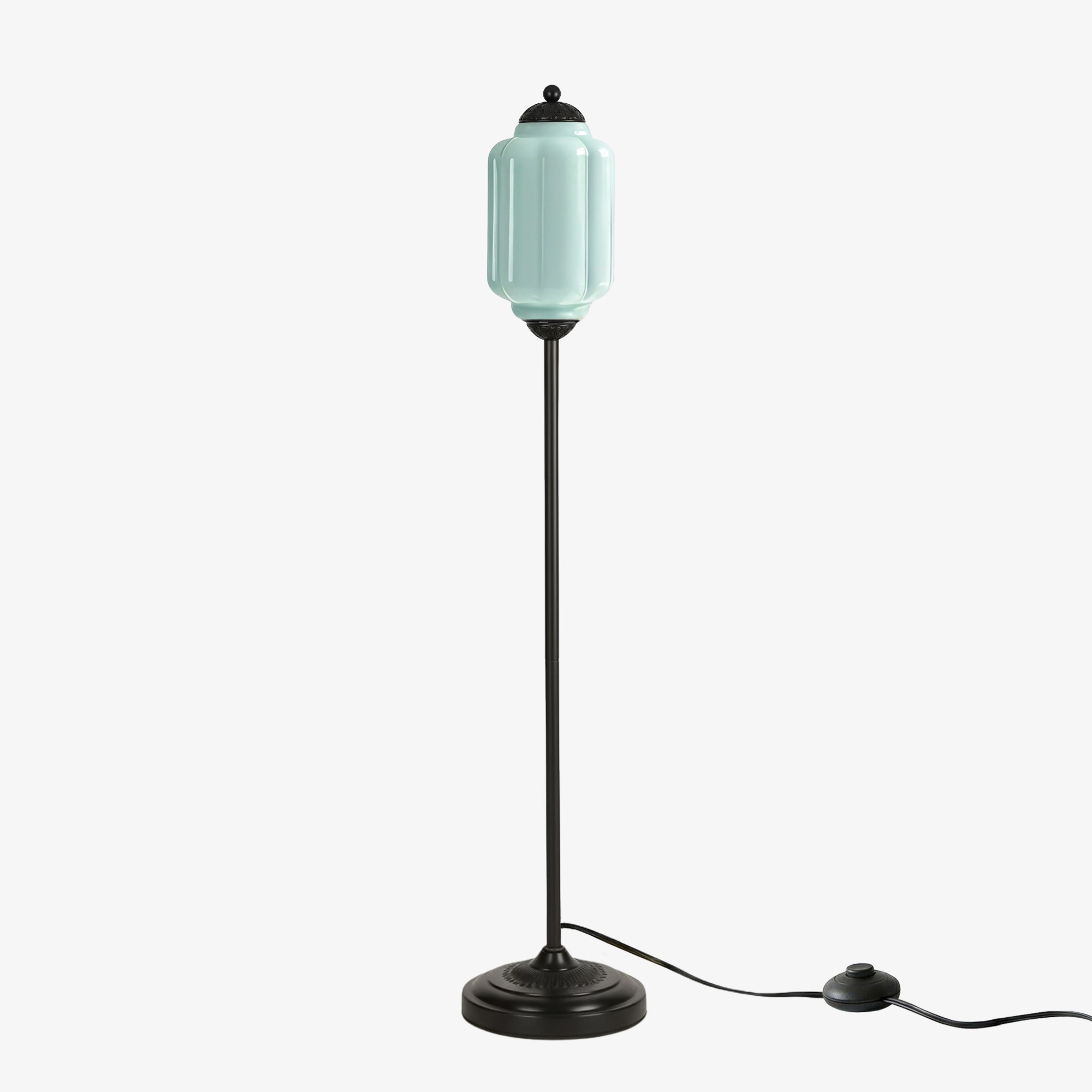 Eloise Vloerlamp van getextureerd glas in pompoenvorm - Organisch artistiek ontwerp en retrostijl voor de woonkamer HL2510