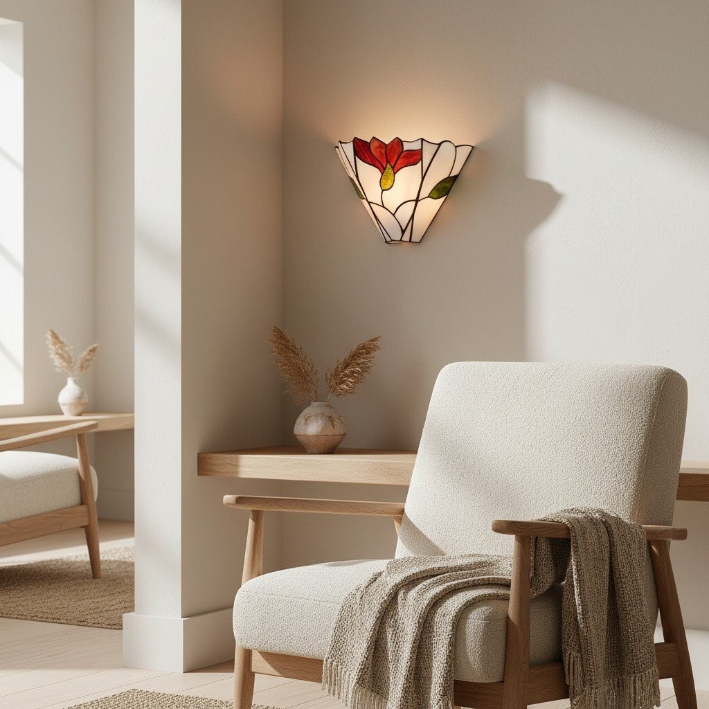 TF Botanica Wandlamp met glas-in-lood bloemenmotief - Wandlamp voor hal en slaapkamer HL2021