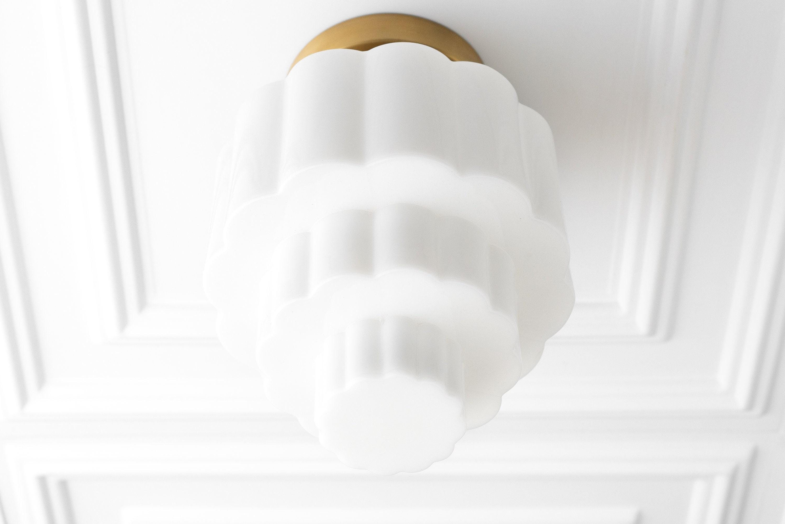 Geotower glazen plafondlamp van messing – Art Deco geribbelde bolvormige plafondlamp HL1726