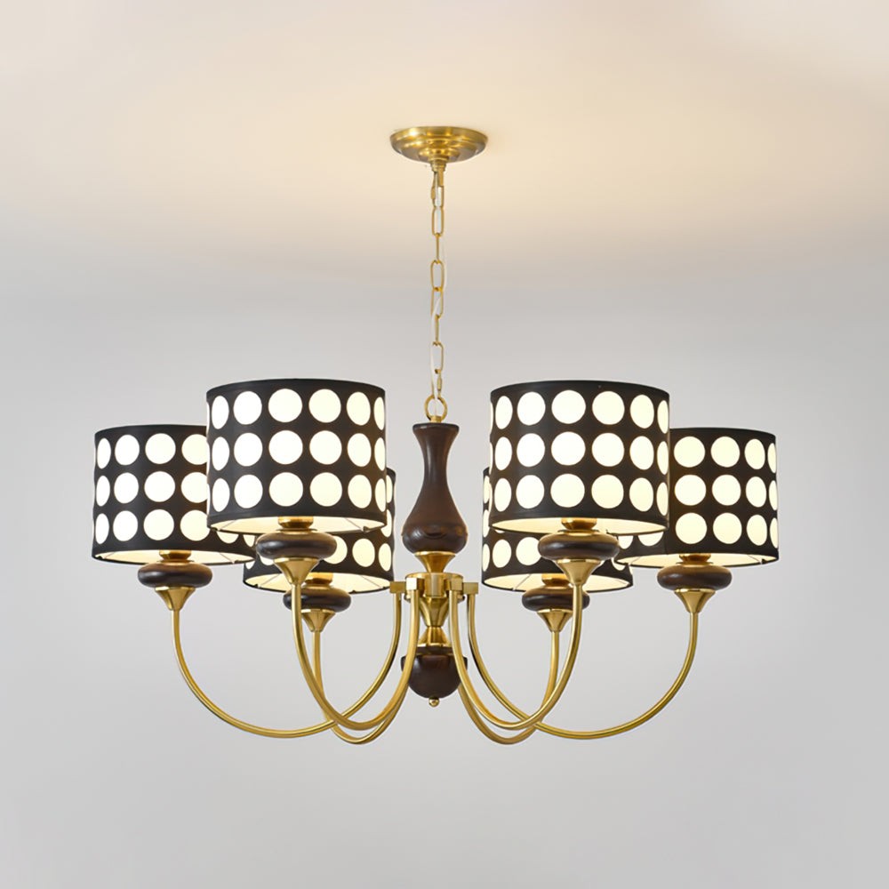 Moderne luxe zwarte kroonluchter met meerdere koppen en stippen HL1121