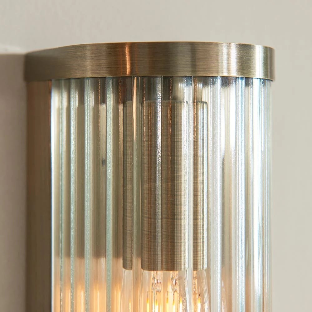 RibGlow Art Deco wandlamp met geribbeld glas - Vintage-geïnspireerde wandlamp voor de woonkamer HL2037