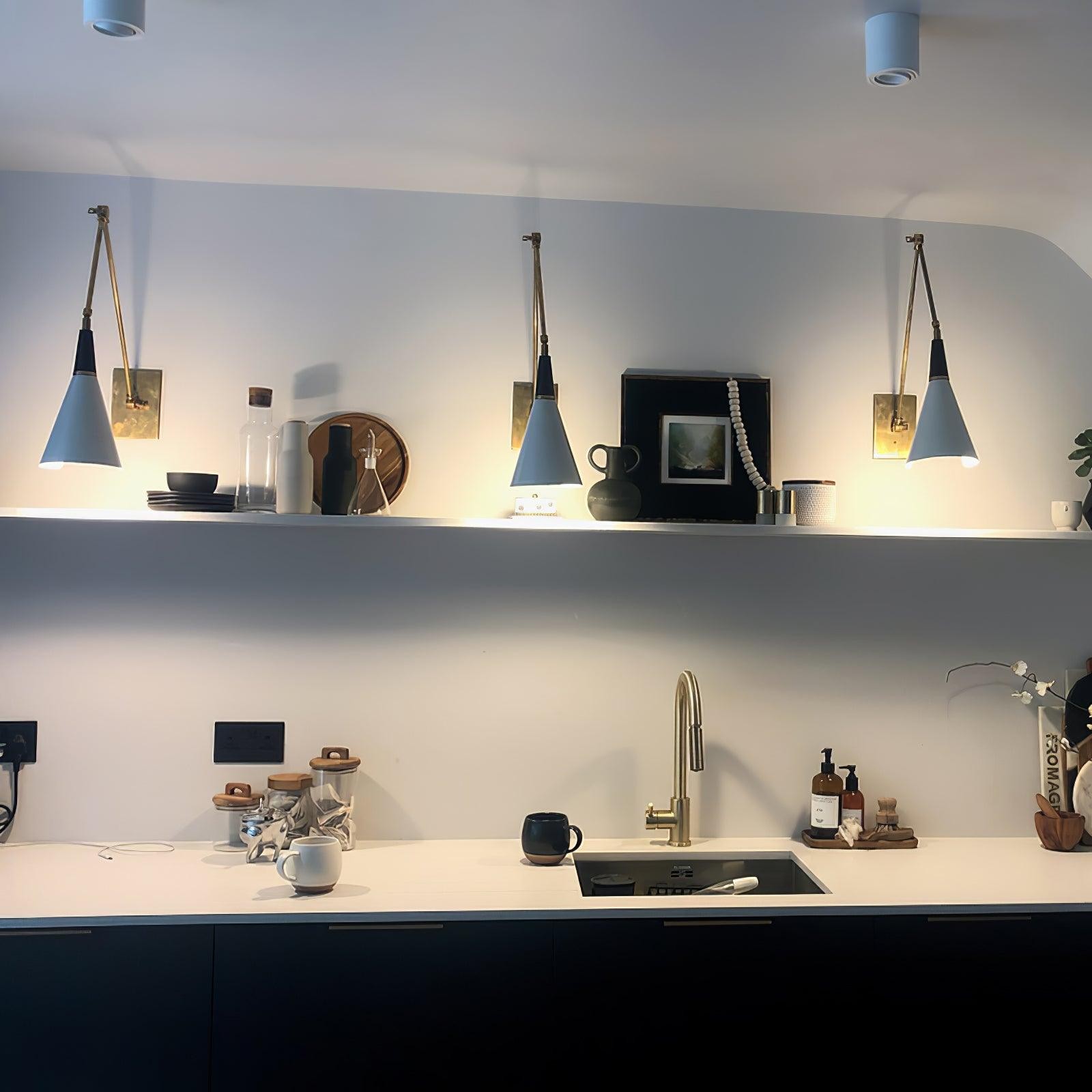 Vintage metalen verstelbare wandlamp met zwenkarm HL966
