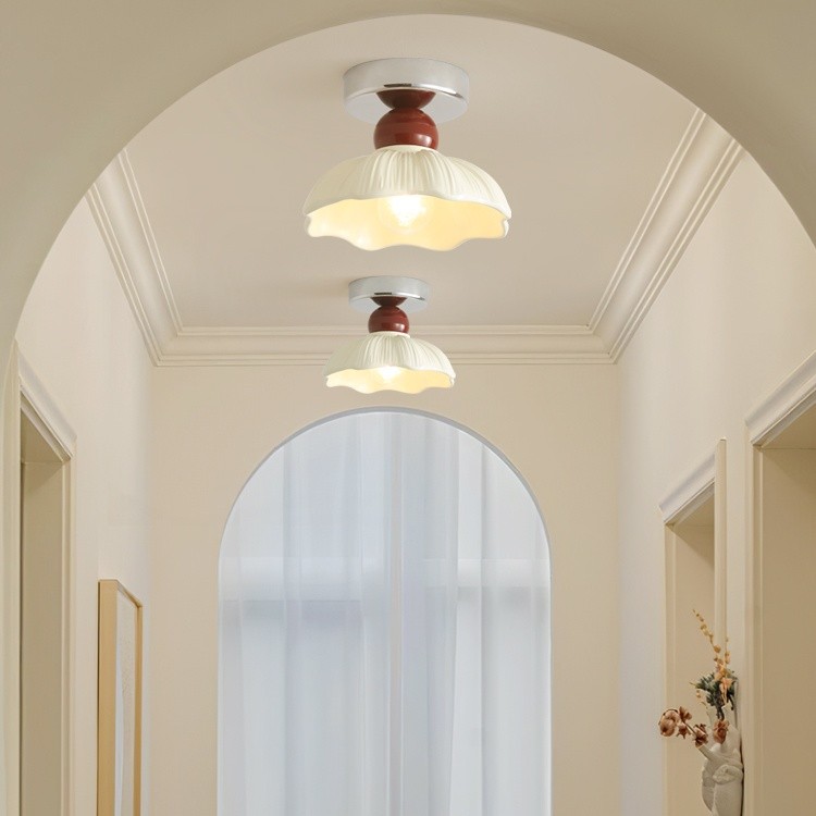 Nordic Retro Bloemblaadje Crème Plafondlamp HL229