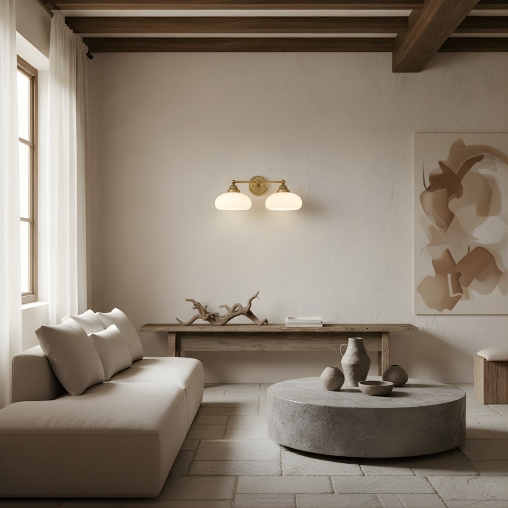 Riven wandlamp - Vintage industriële melkwitte glazen kap voor binnen HL2262