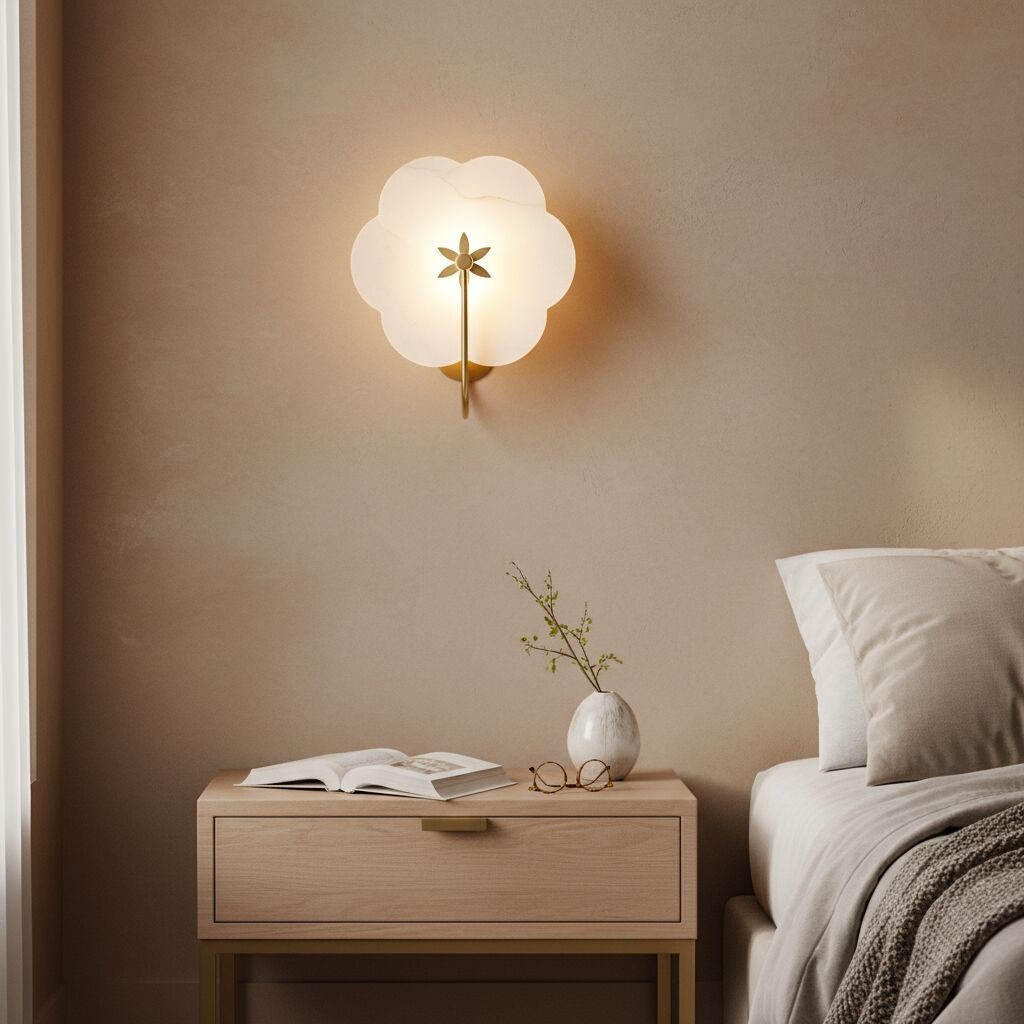 Albi Albasten Wandlamp - Uitgesneden bloemmotieven, geschikt voor woonkamers of slaapkamers HL1907