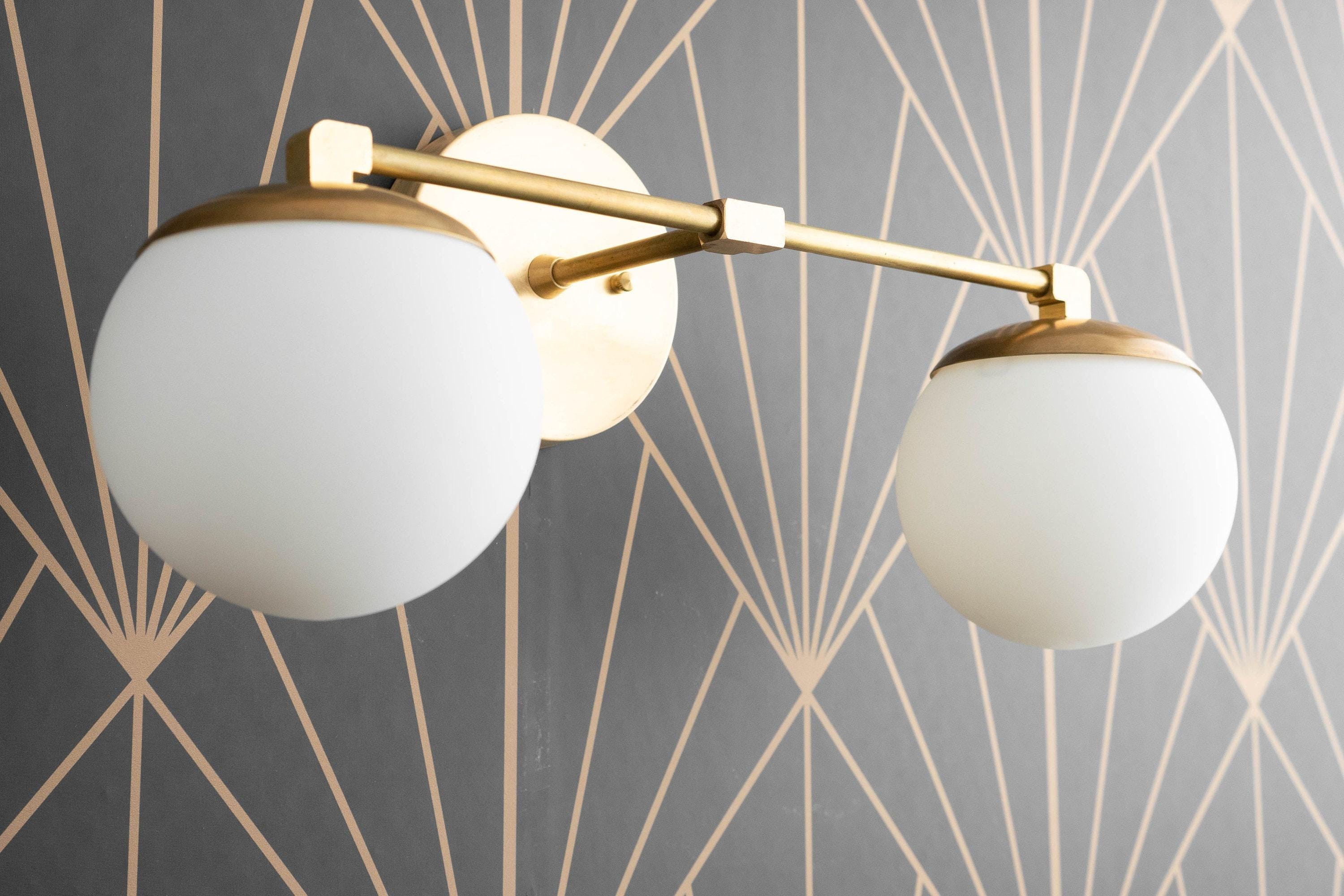 Glorica Glazen Badkamerlamp - Art Deco Messing Wandlamp Modern HL1754