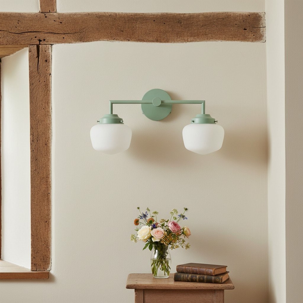 Opaalglazen wastafellamp - Vintage geïnspireerde badkamerwandverlichting HL1666