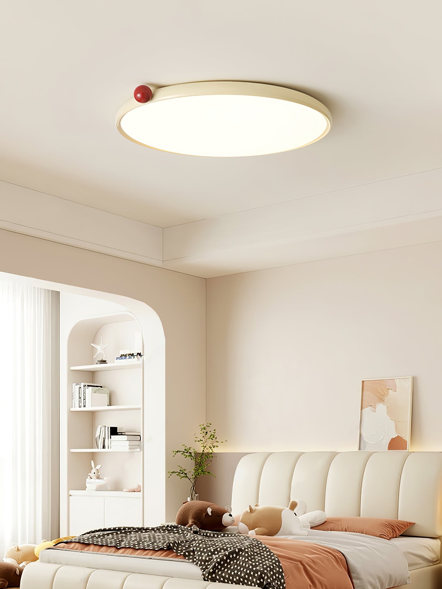 Minimalistische schijfvormige crèmekleurige ultradunne plafondlamp HL608