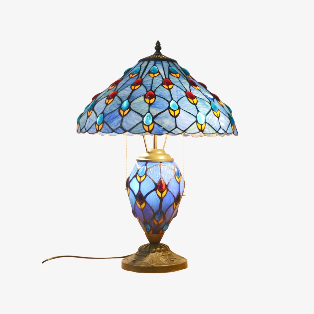 TF Tivanny Art Deco tafellamp met glas-in-lood - Vintage stijl voor slaapkamer of woonkamer HL3566