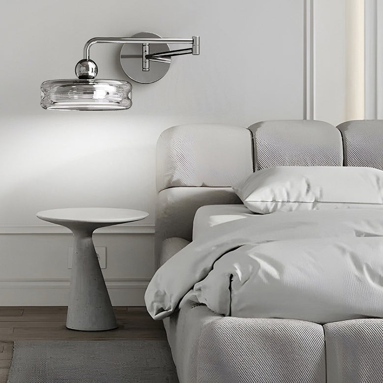 Moderne Scandinavische ronde glazen wandlamp met wiparm en LED-verlichting HL1106