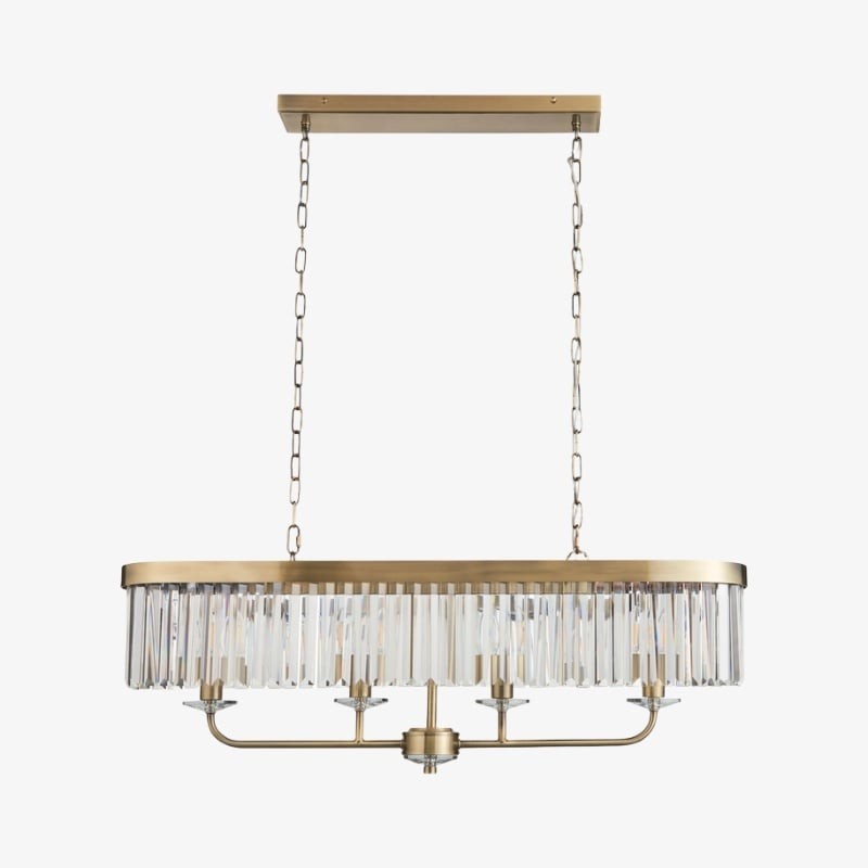 Beveline 4-lichts lineaire plafondpendel met geslepen facetglas - Strak metalen frame voor eetkamer HL2054