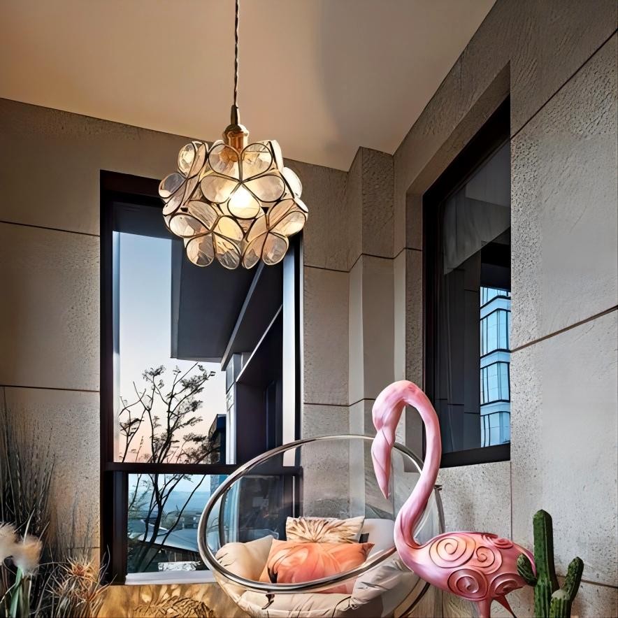 Romantische handgeblazen glazen bloemblad hanglamp HL47