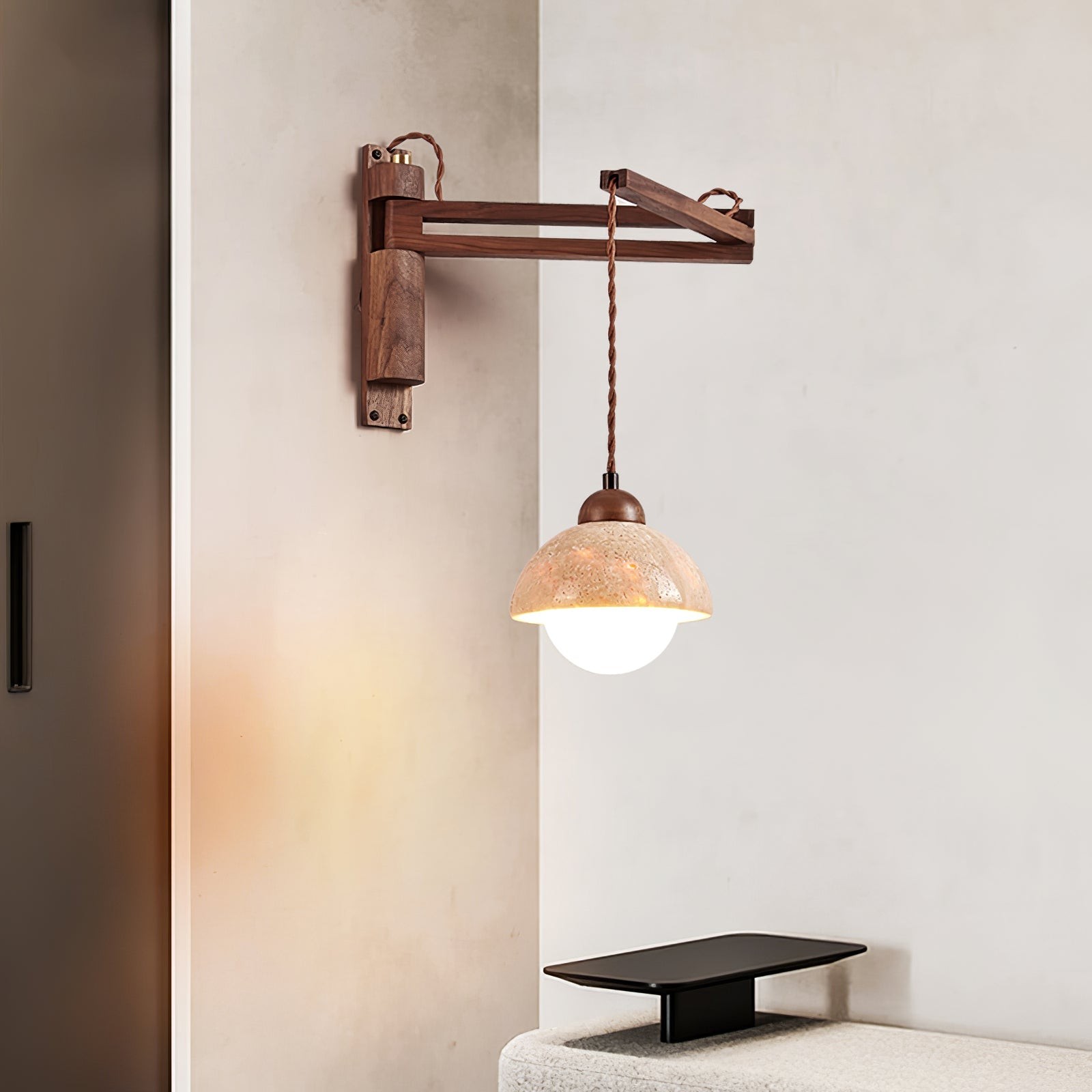 Verstelbare travertin koepel wandlamp HL2935