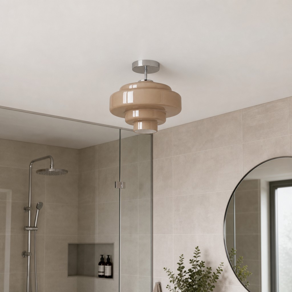 Koloro glazen plafondlamp - gelaagde, afgeronde lampenkap voor hal of garderobe HL3581